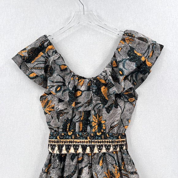 ULLA JOHNSON Amira Midi Dress Womens 6 White Green Portofino Printed Cotton - Picture 8 of 16